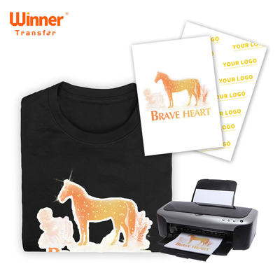 T Shirts Ready To Ship Winner Transfer 8.5x11 100 Pieces Gold Glitter Inkjet Heat Transfer Paper For Dark T Shirts